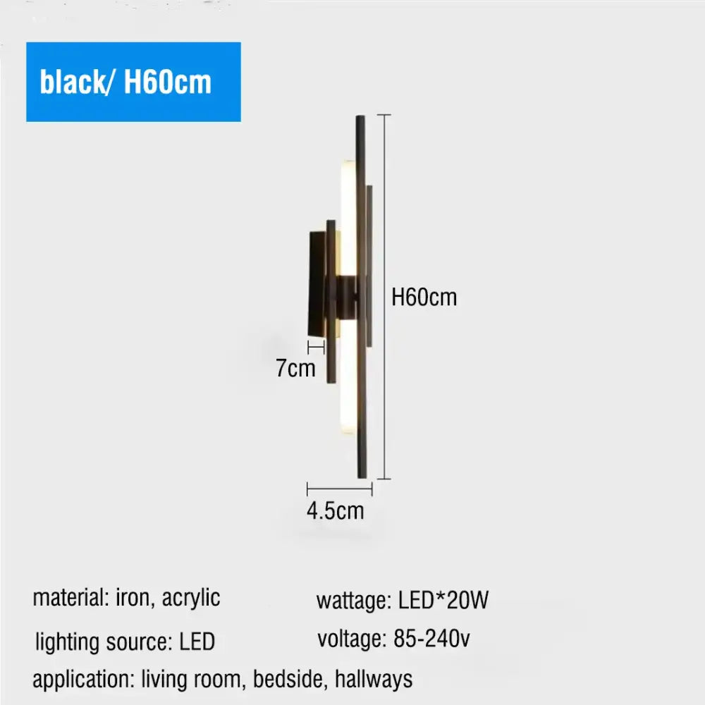 Modern gold led long liner wall sconce living room light