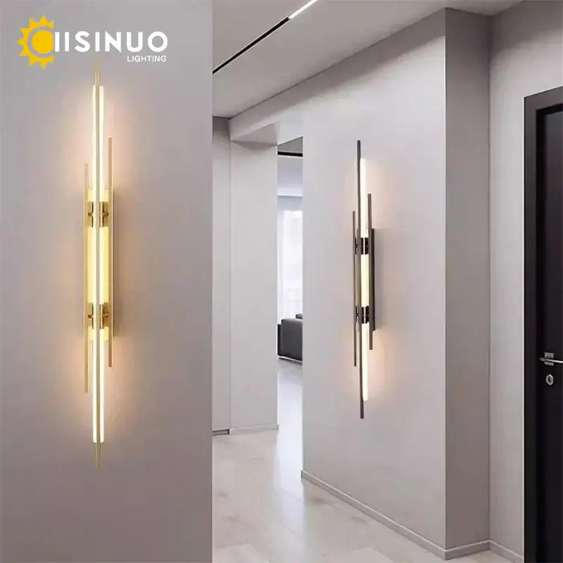 Modern gold led long liner wall sconce living room light
