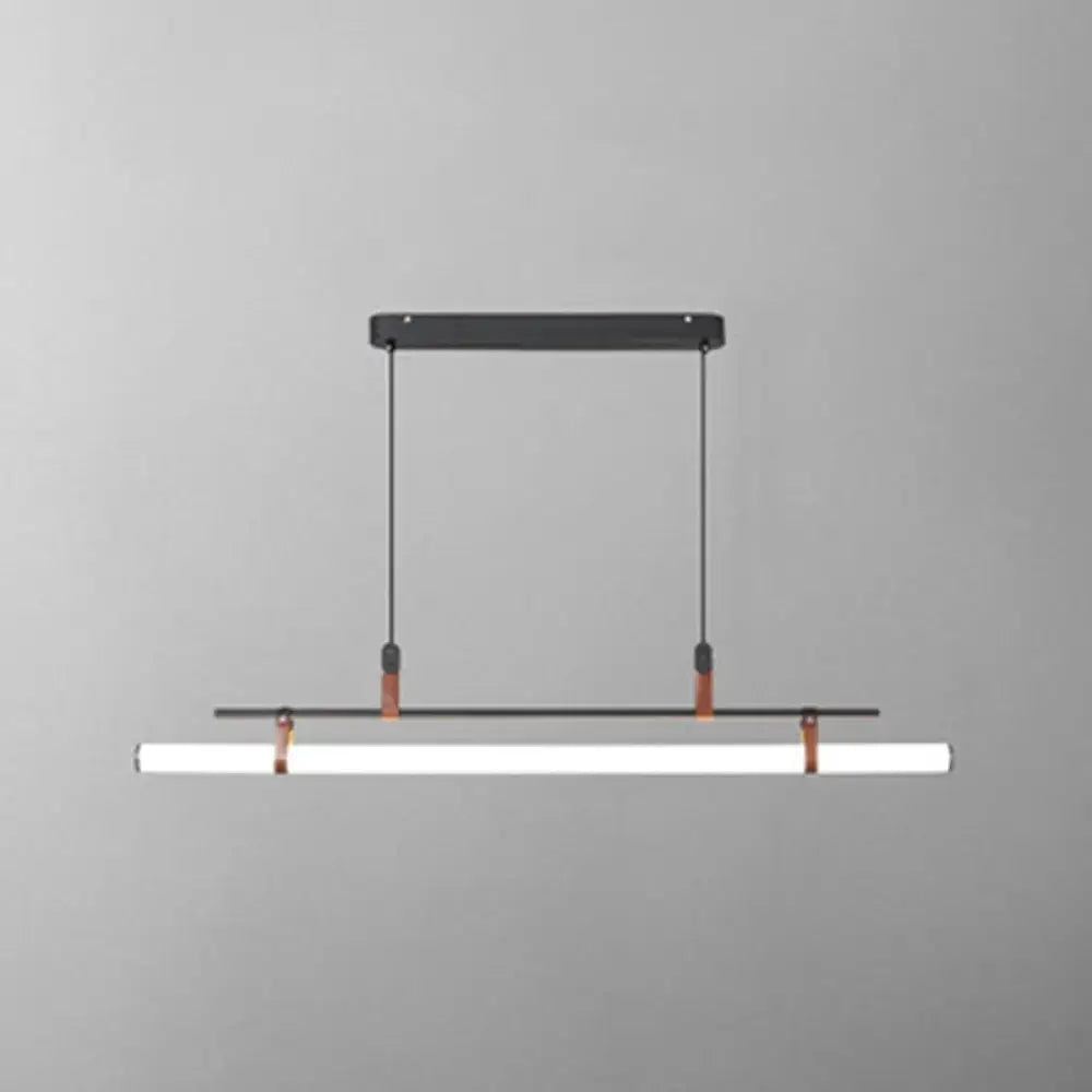 Modern gold led pendant light with leather for dining room