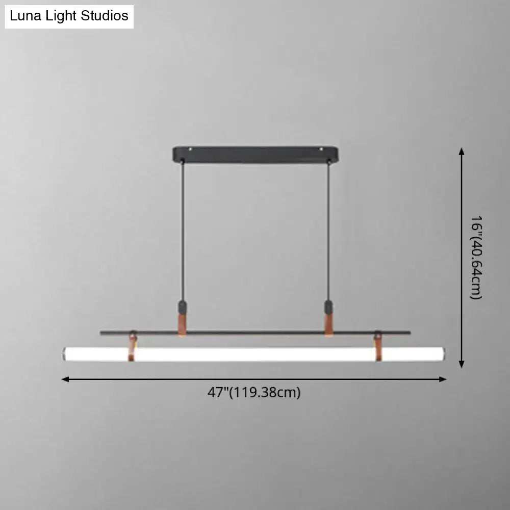 Modern gold led pendant light with leather for dining room