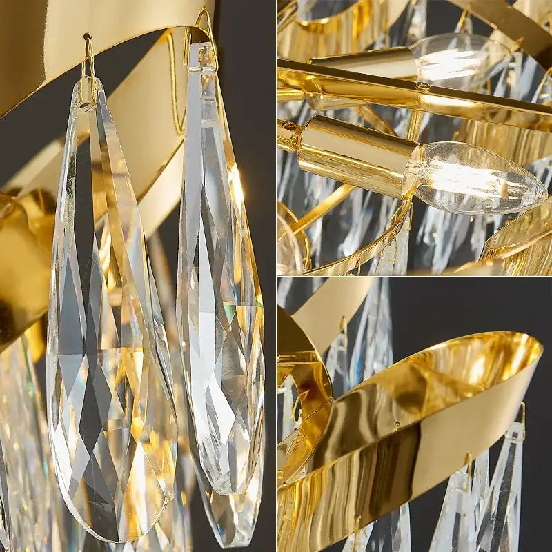 Modern gold led sunflower crystal ceiling chandelier dining room