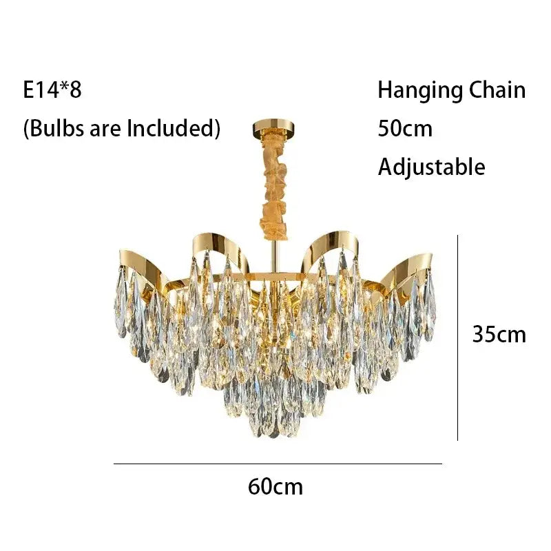 Modern gold led sunflower crystal ceiling chandelier dining room