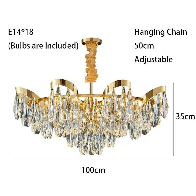 Modern gold led sunflower crystal ceiling chandelier dining room