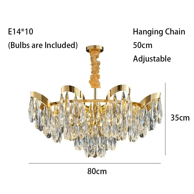 Modern gold led sunflower crystal ceiling chandelier dining room