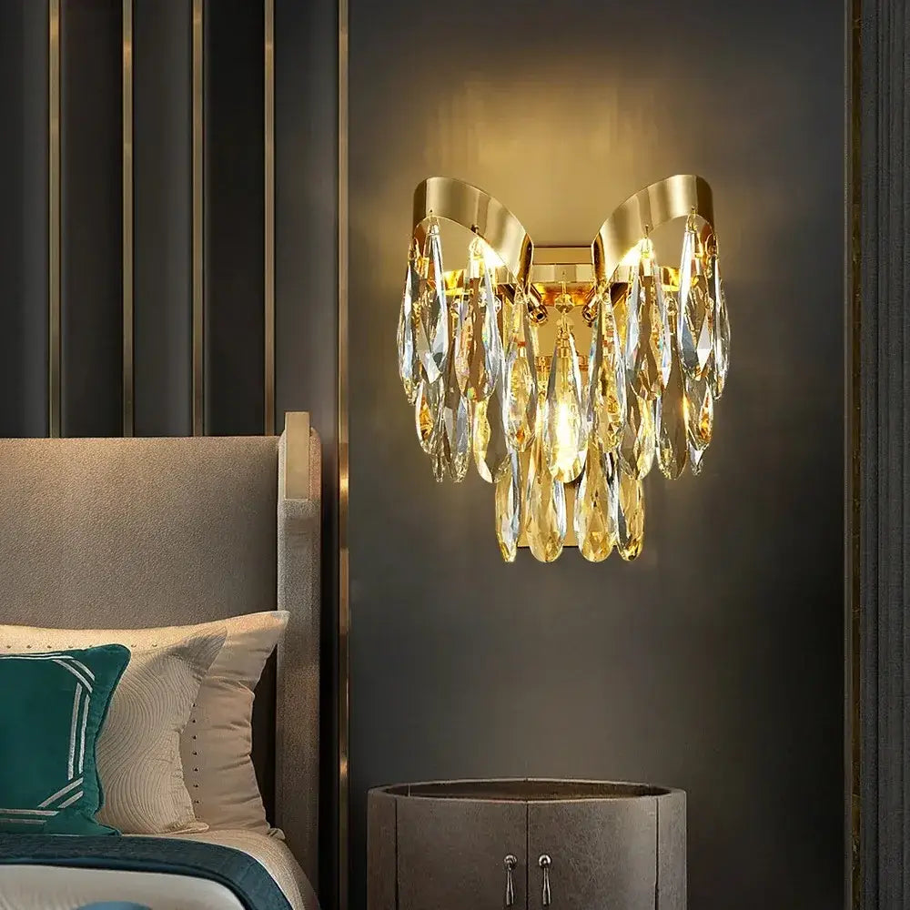 Modern gold led sunflower crystal ceiling chandelier dining room