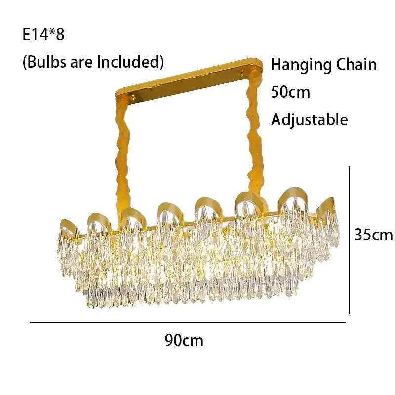 Modern gold led sunflower crystal ceiling chandelier dining room