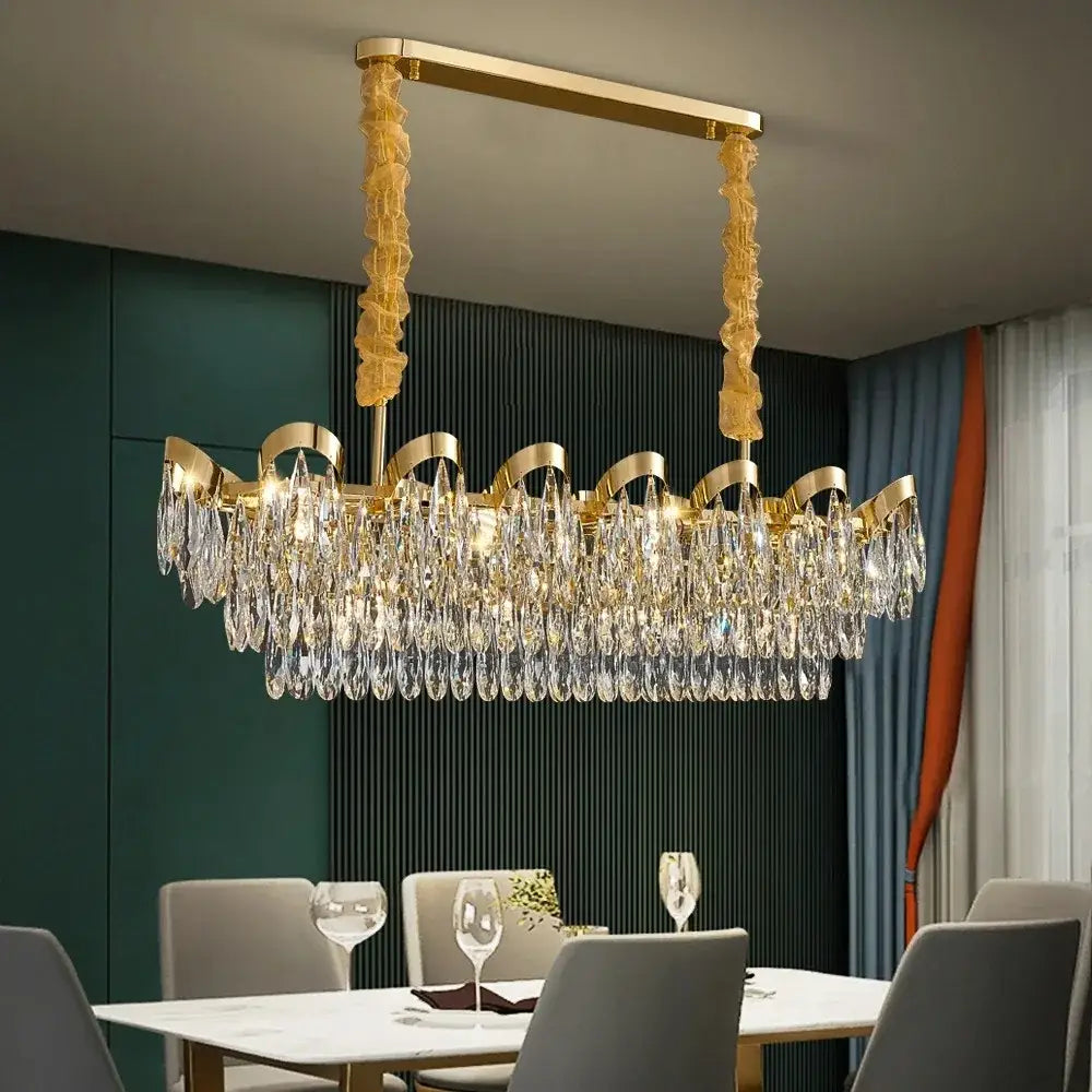 Modern gold led sunflower crystal ceiling chandelier dining room