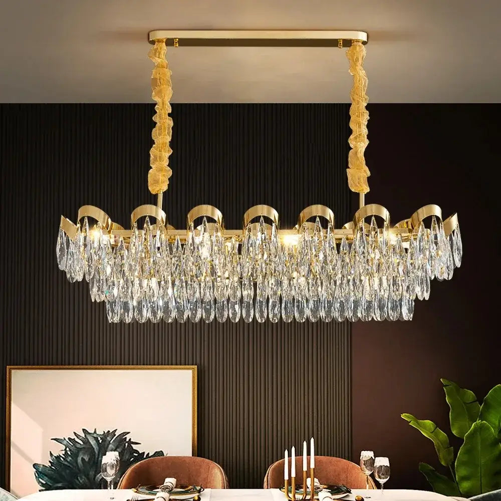 Modern gold led sunflower crystal ceiling chandelier dining room
