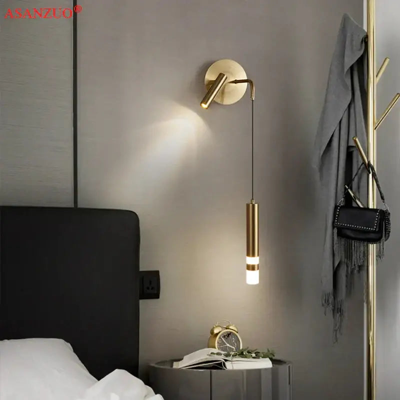 Modern gold led wall lamps bedroom pendant sconce