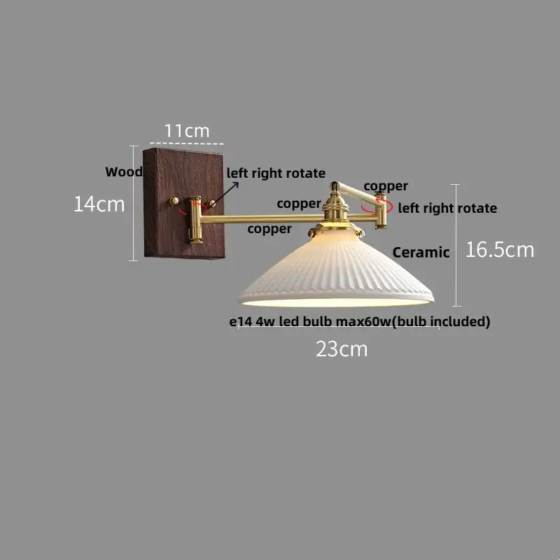 Modern gold led wall lights bedroom ribbed fabric reading lamp
