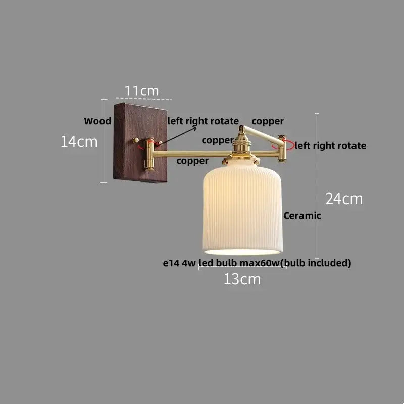 Modern gold led wall lights bedroom ribbed fabric reading lamp