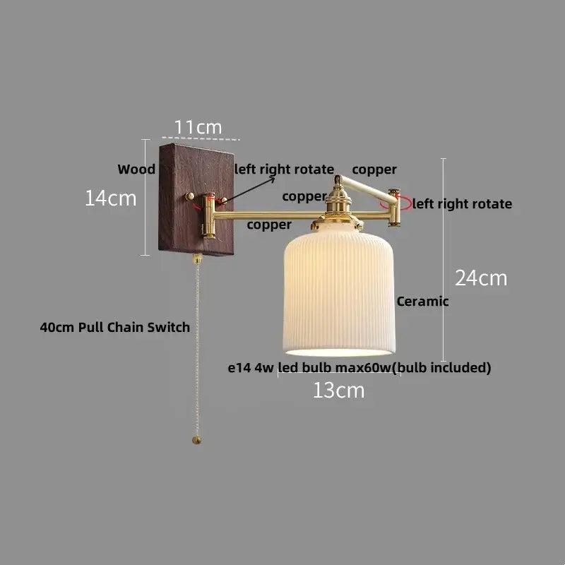 Modern gold led wall lights bedroom ribbed fabric reading lamp