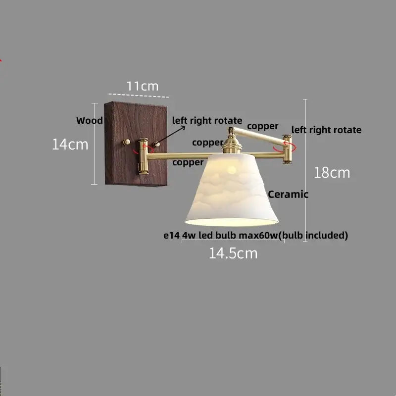 Modern gold led wall lights bedroom ribbed fabric reading lamp