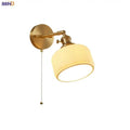 Modern gold led wall lights bedroom ribbed fabric reading lamp