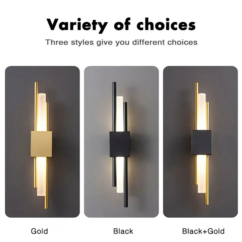 Modern gold led wall sconce bedroom vertical rod light
