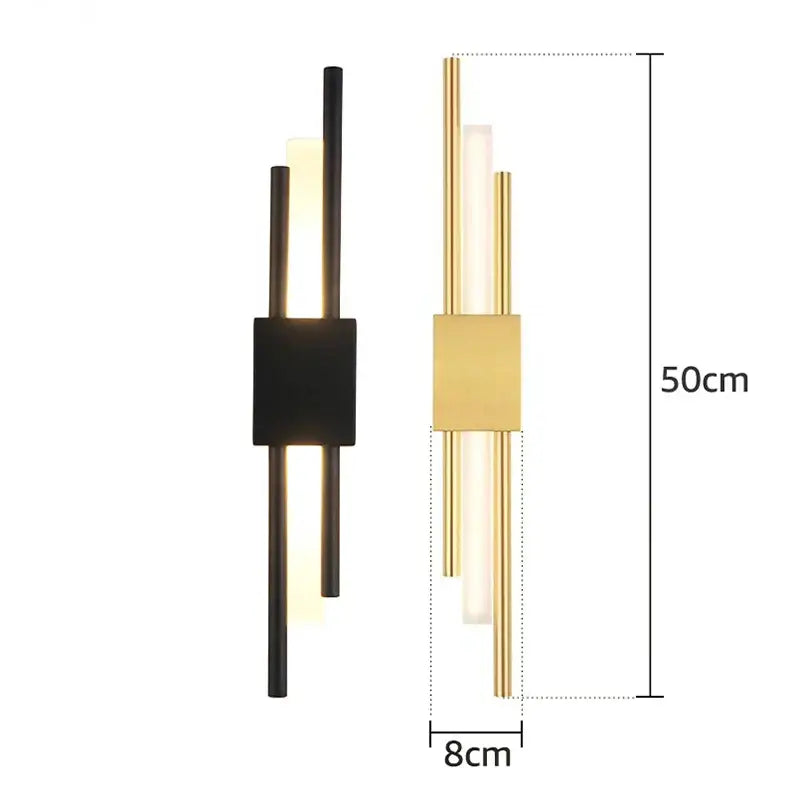 Modern gold led wall sconce bedroom vertical rod light
