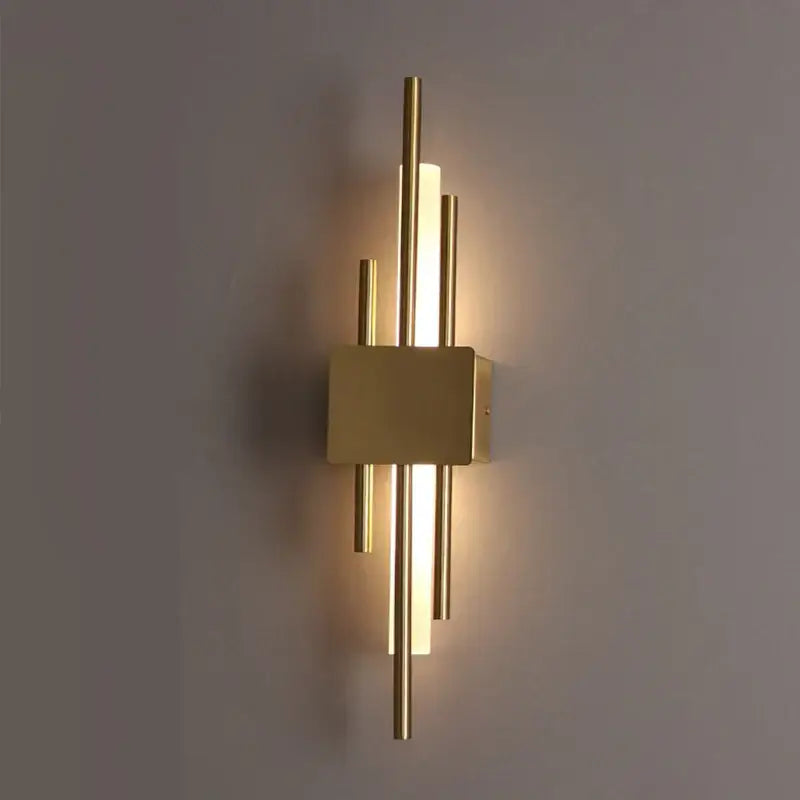 Modern gold led wall sconce bedroom vertical rod light