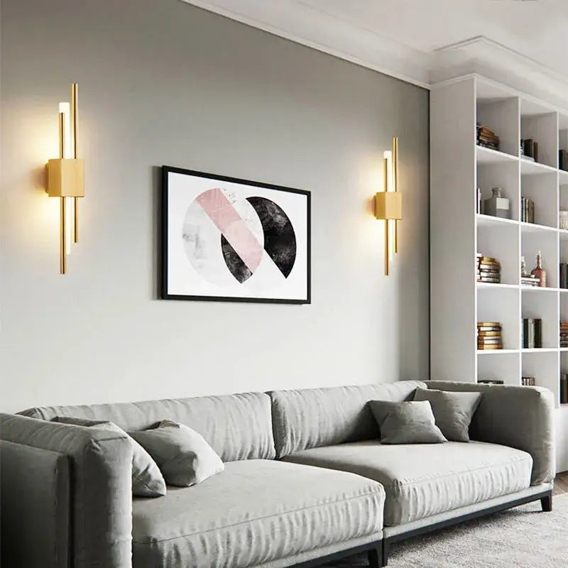 Modern gold led wall sconce bedroom vertical rod light