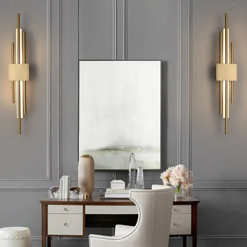 Modern gold led wall sconce bedroom vertical rod light