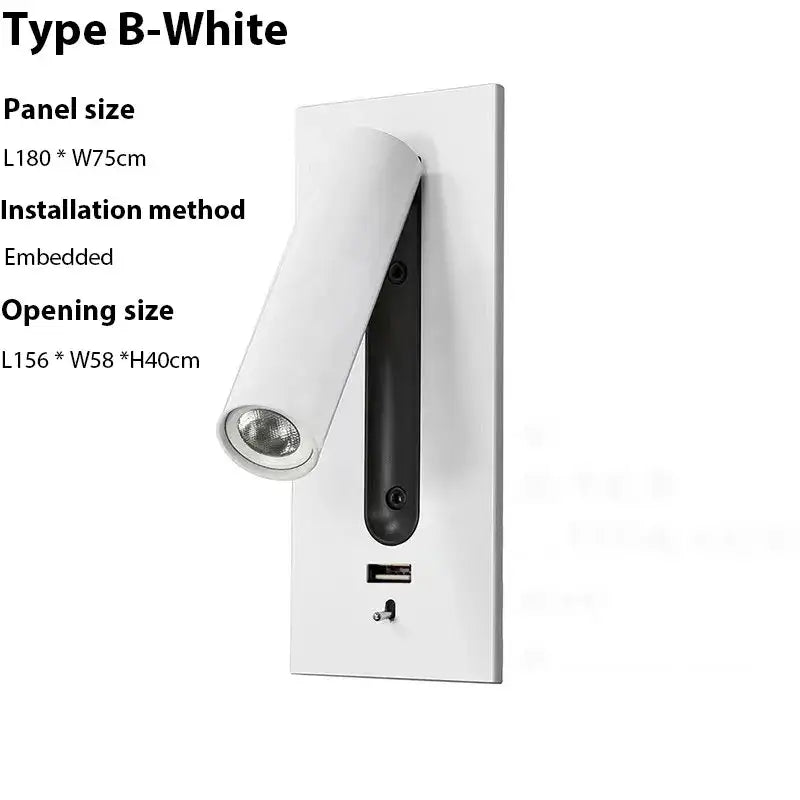 Modern gold led wall sconce with usb charging – bedroom reading light