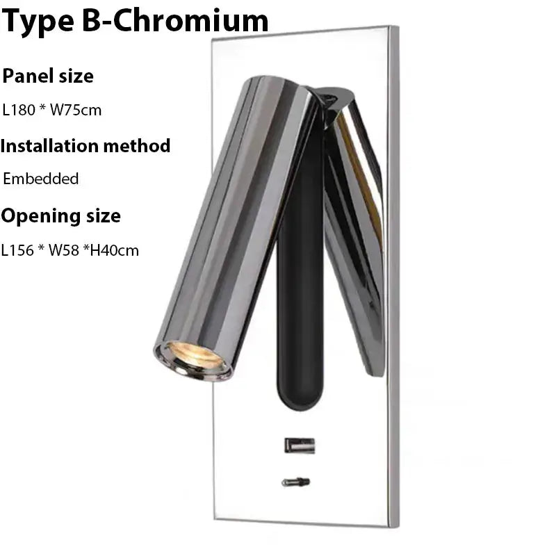 Modern gold led wall sconce with usb charging – bedroom reading light