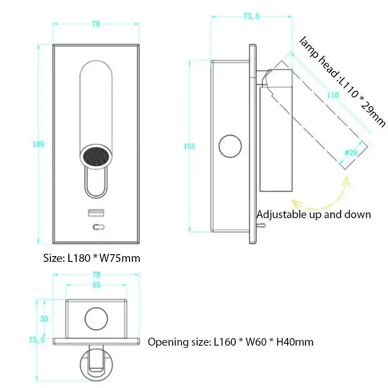 Modern gold led wall sconce with usb charging – bedroom reading light