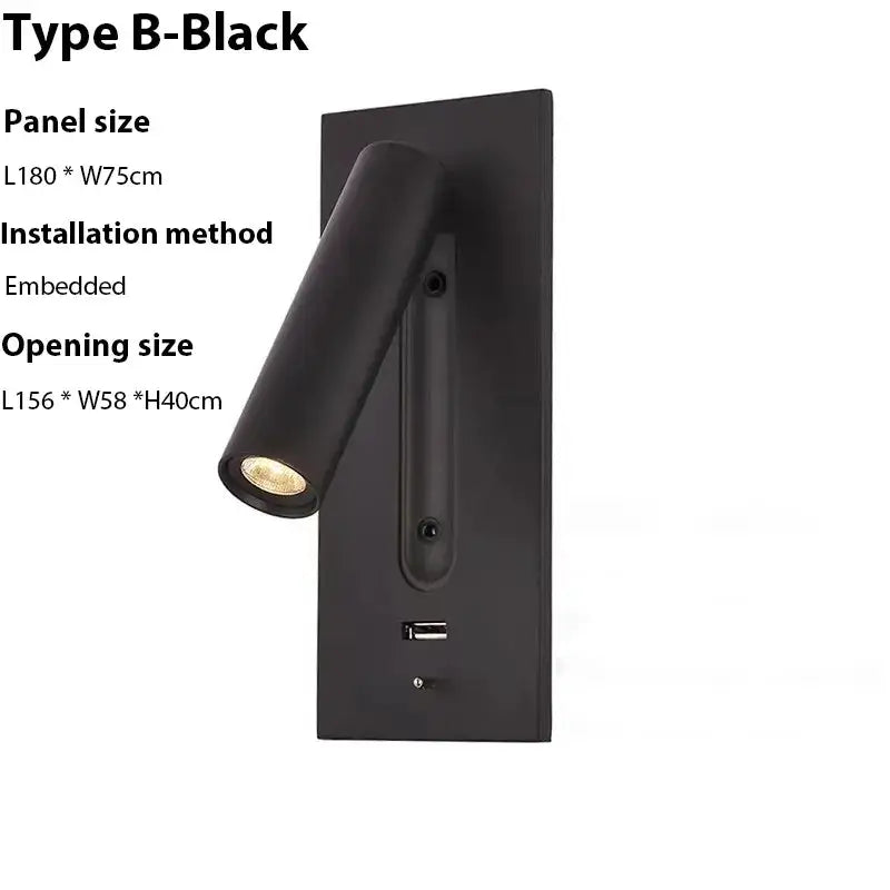 Modern gold led wall sconce with usb charging – bedroom reading light