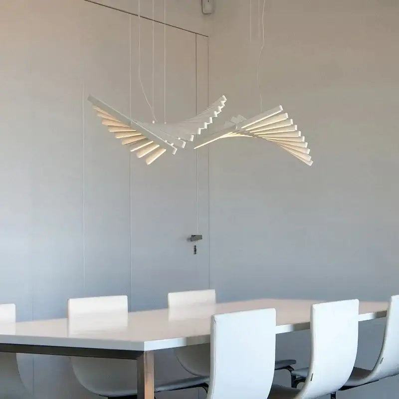 Modern gold led wave pendant chandelier for dining room