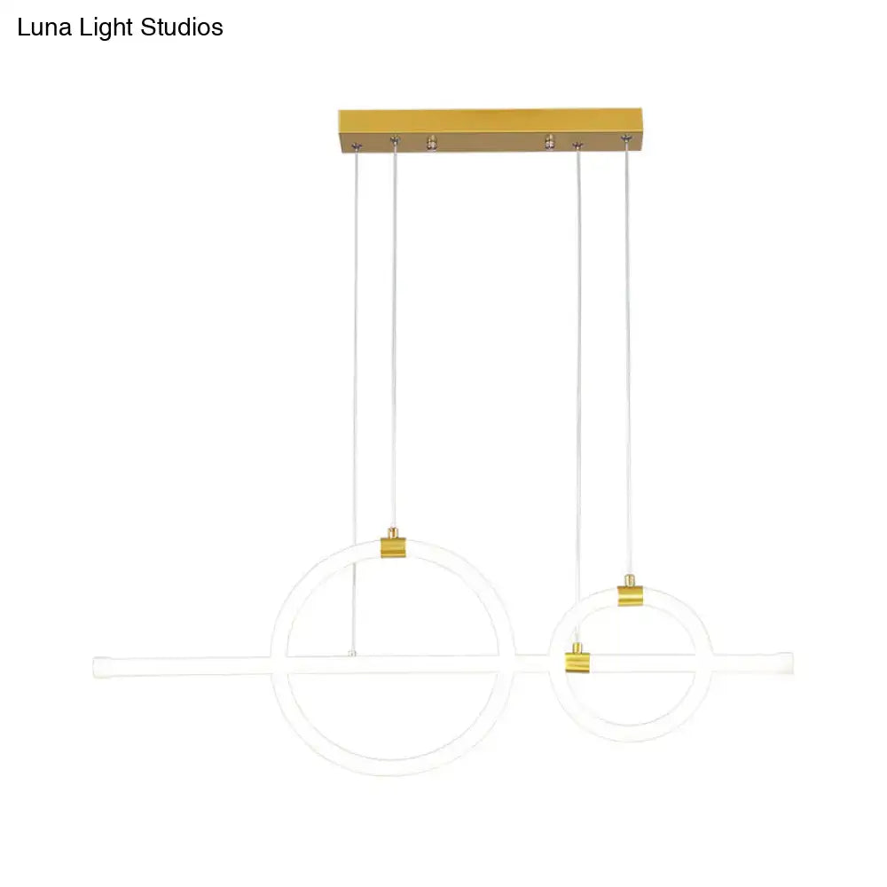 Modern gold linear and ring led chandelier dining room light