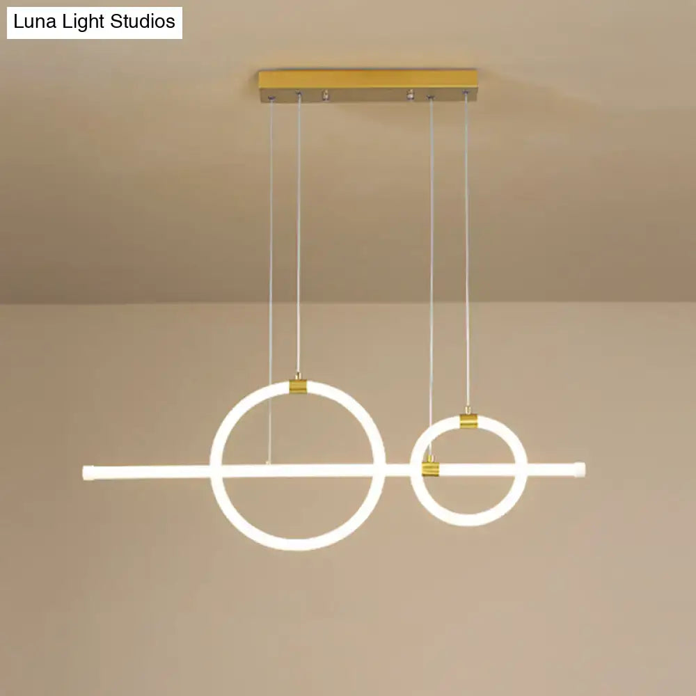 Modern gold linear and ring led chandelier dining room light