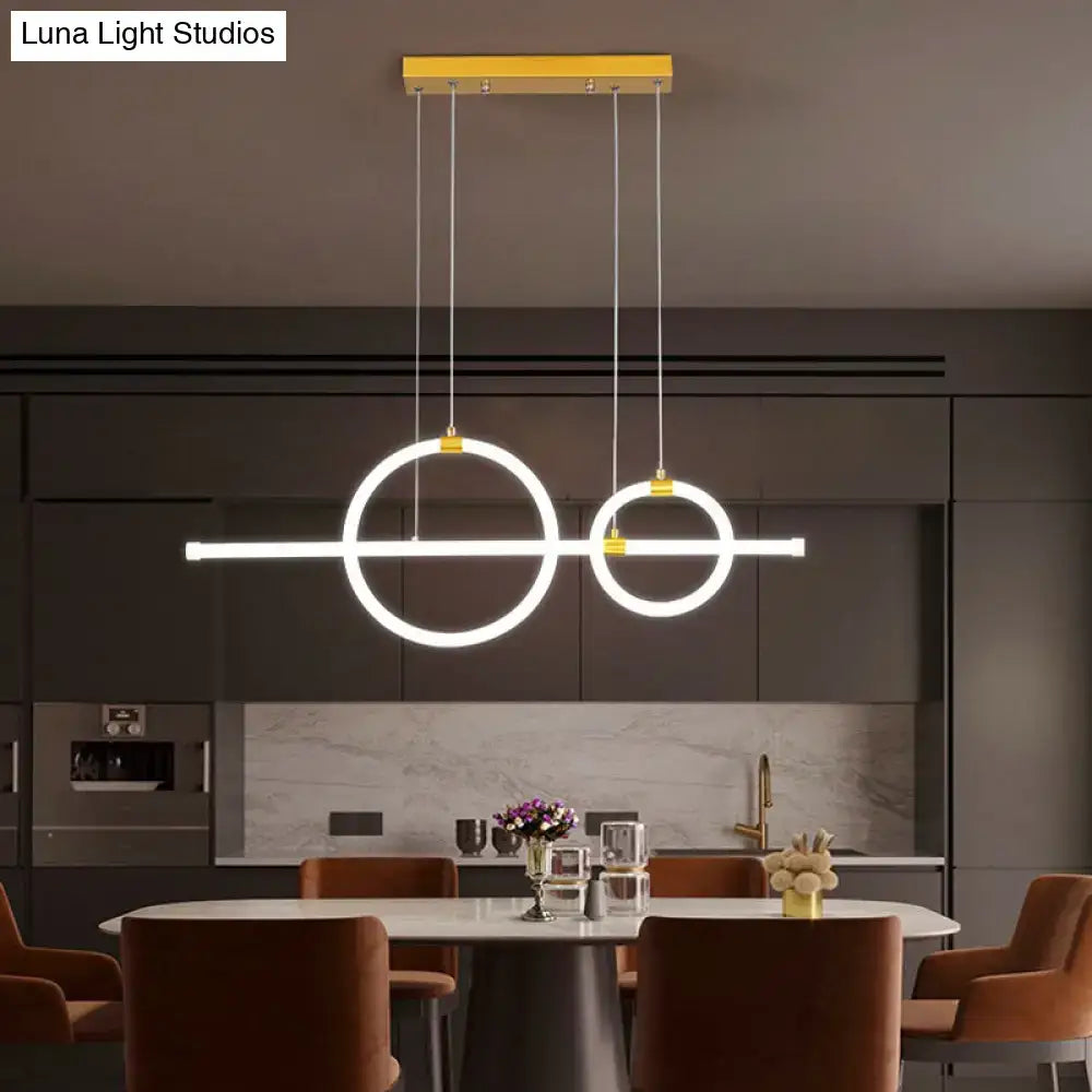 Modern gold linear and ring led chandelier dining room light