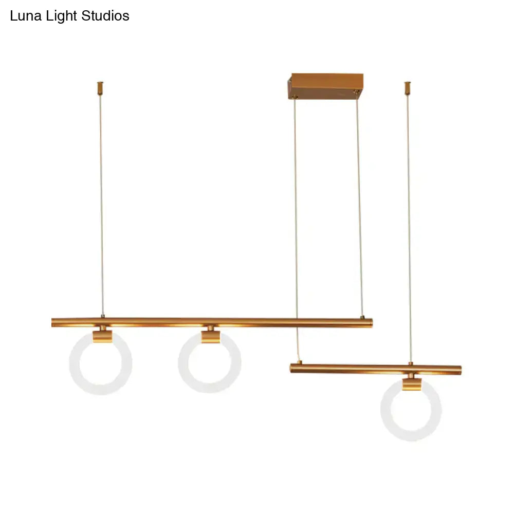 Modern gold linear chandelier lamp dining room led pendant light