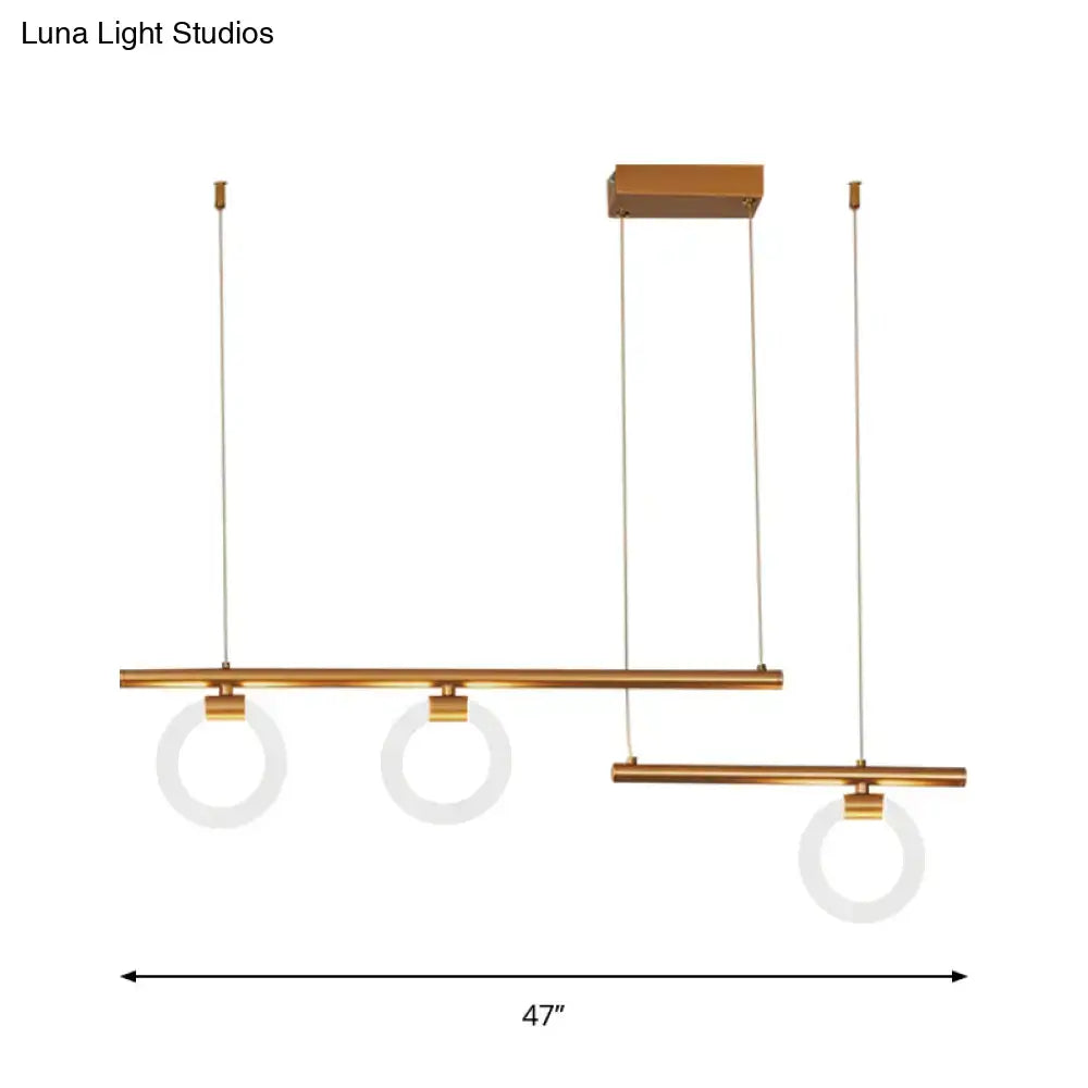 Modern gold linear chandelier lamp dining room led pendant light