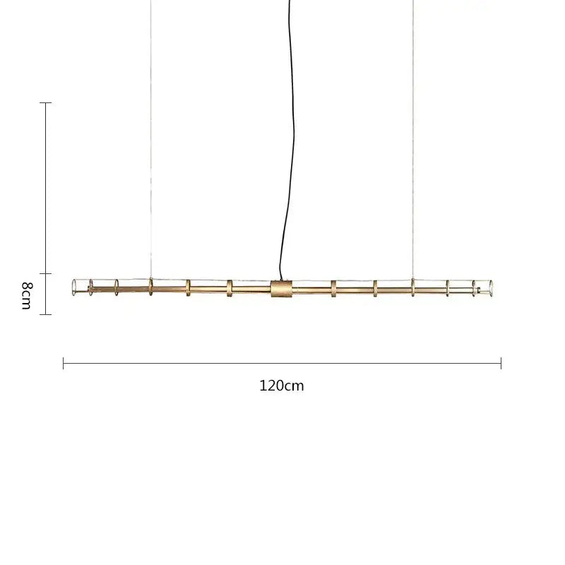 Modern gold linear glass dining room chandelier pendant light