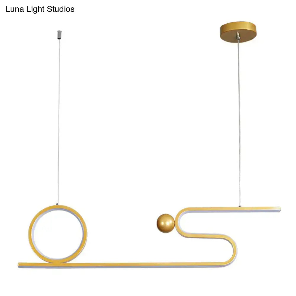 Modern gold linear led pendant – dining room island lighting