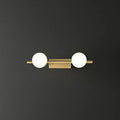 Modern gold linear wall sconce with milky ball glass for bathroom
