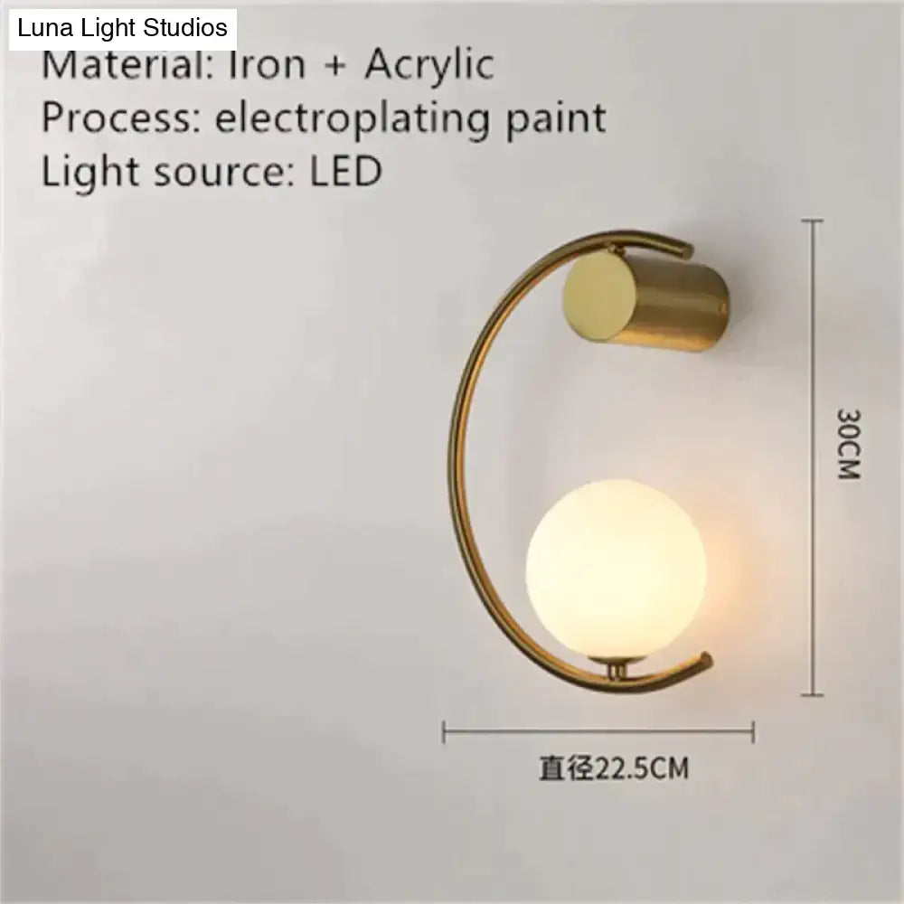 Modern gold luxury creative led bedside wall lamp bedroom sconce