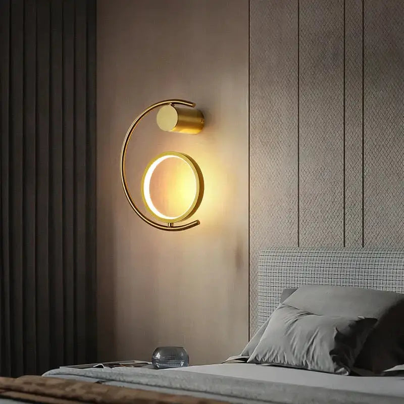 Modern gold luxury creative led bedside wall lamp bedroom sconce