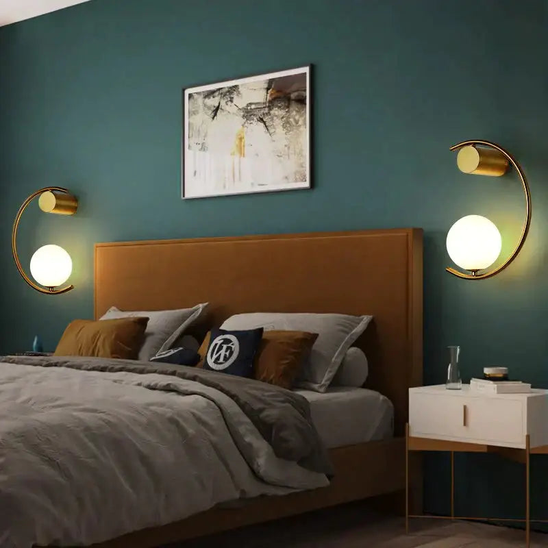 Modern gold luxury creative led bedside wall lamp bedroom sconce