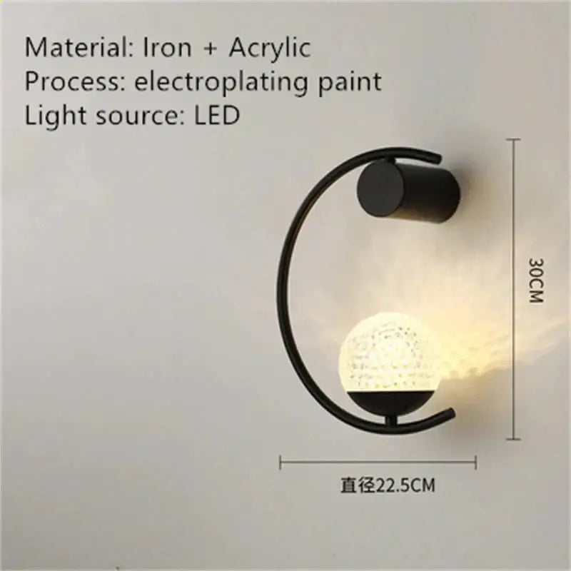 Modern gold luxury creative led bedside wall lamp bedroom sconce