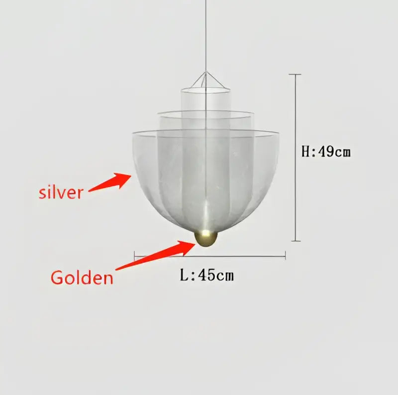 Modern gold mesh tiered dimmable led chandelier dining room pendant light