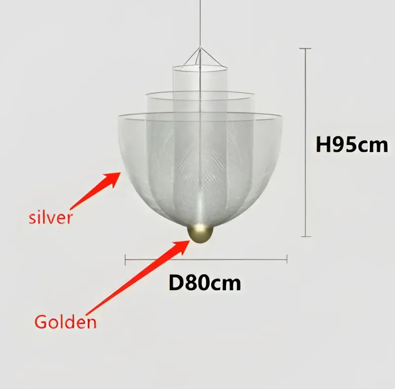 Modern gold mesh tiered dimmable led chandelier dining room pendant light
