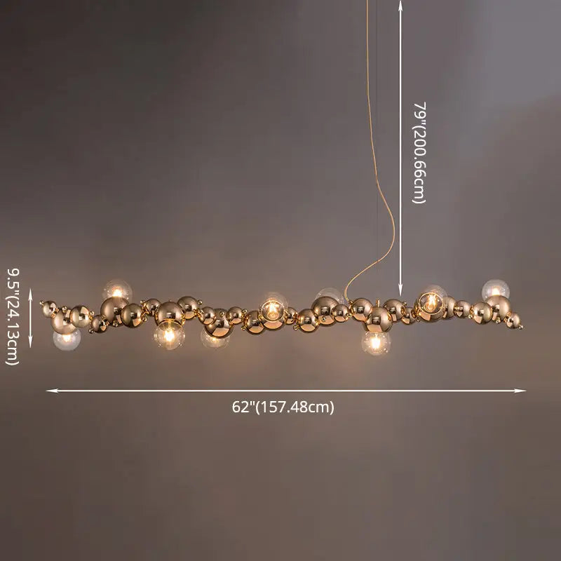 Modern gold metal arched ceiling light for dining room with 6 bulbs