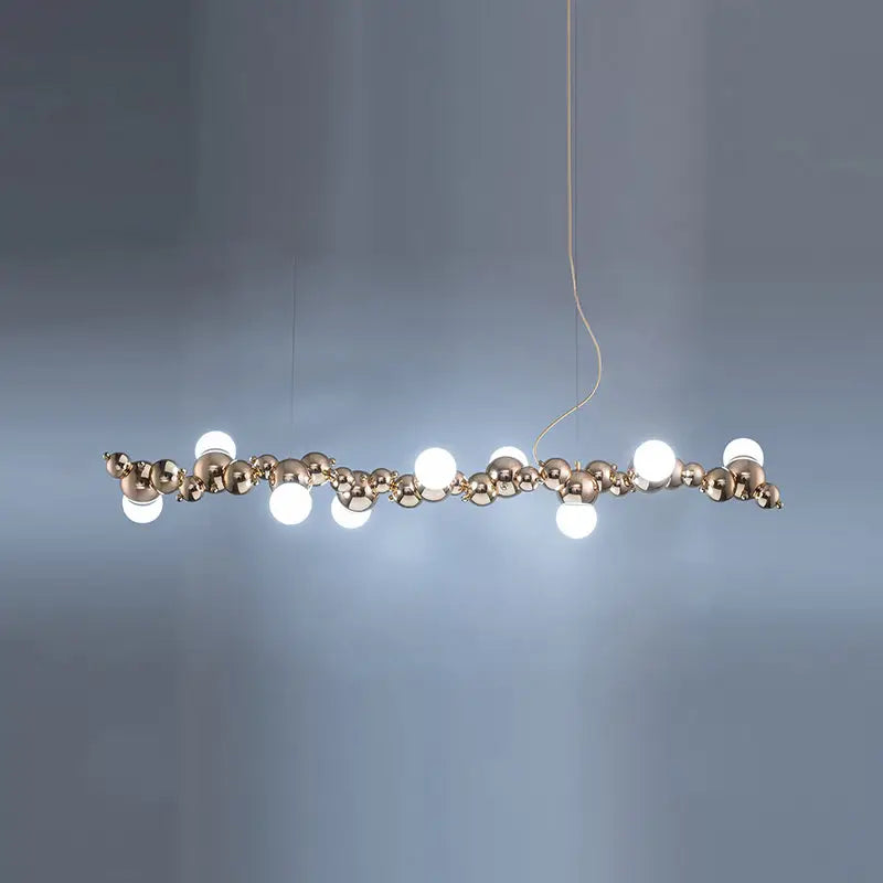 Modern gold metal arched ceiling light for dining room with 6 bulbs
