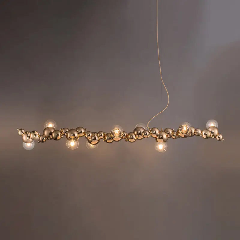 Modern gold metal arched ceiling light for dining room with 6 bulbs