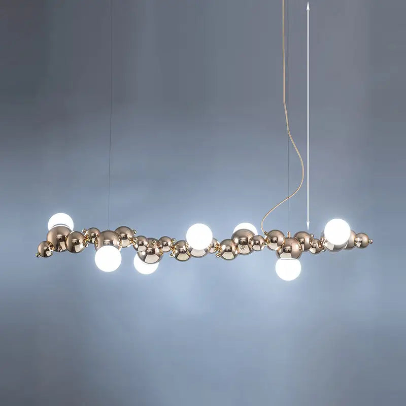 Modern gold metal arched ceiling light for dining room with 6 bulbs
