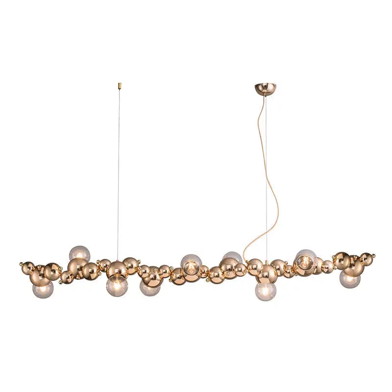 Modern gold metal arched ceiling light for dining room with 6 bulbs