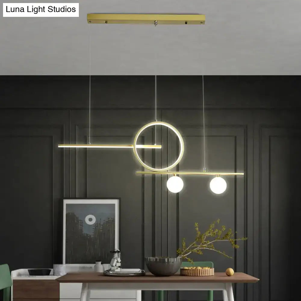 Modern gold minimalist globe acrylic shade hanging light dining room