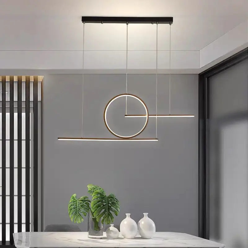 Modern gold minimalist led halo ring pendant light dining room