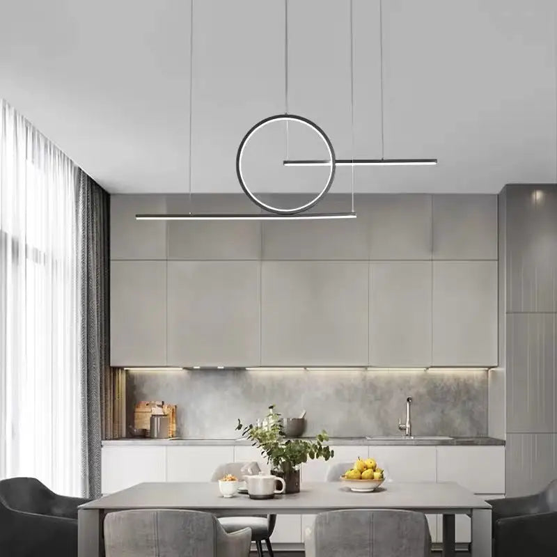 Modern gold minimalist led halo ring pendant light dining room